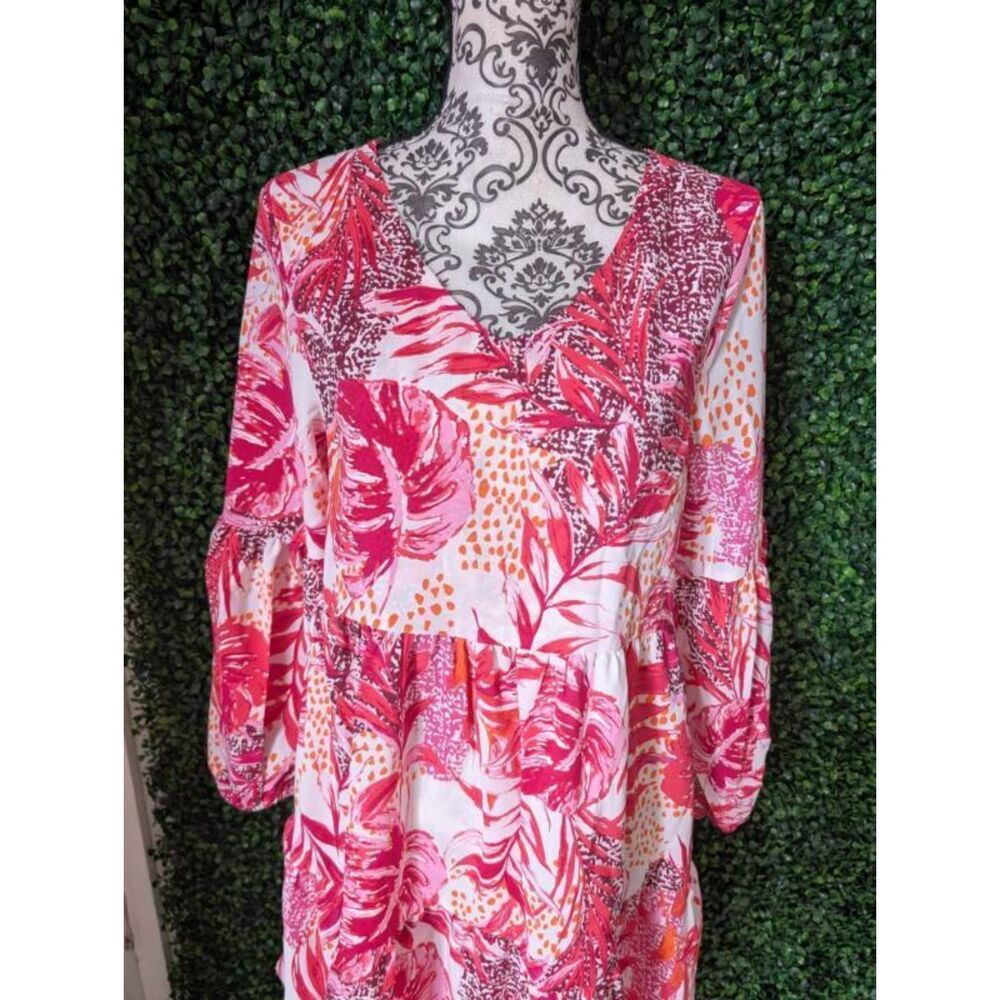 Women's Size Small Tunic Dress V Neck Casual Loose Flowy L / S Swing Dress, NEW - Picture 6 of 13